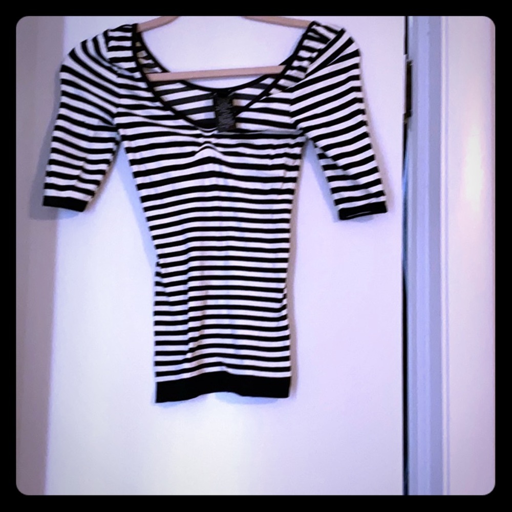 Stripped nylon and spandex shirt